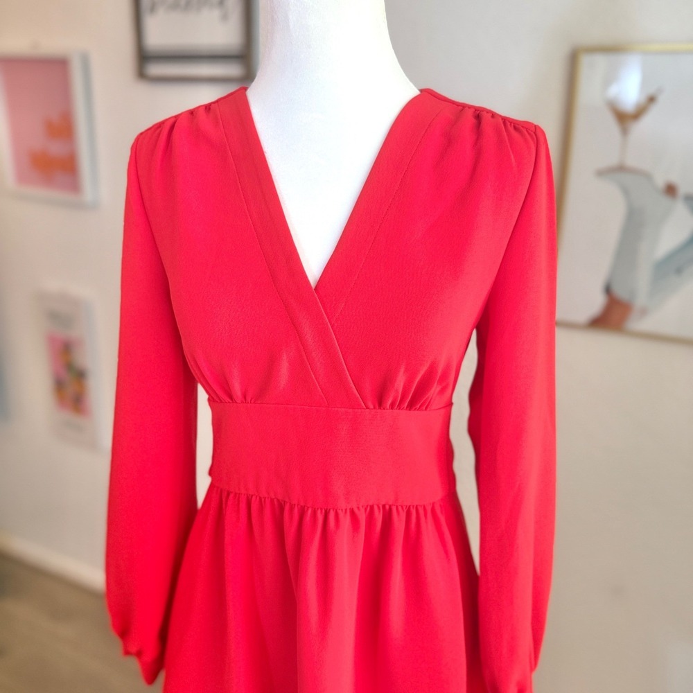 Kate Spade Fit and Flare Tie Waist Mini Red Dress Size 2 - Picture 8 of 16